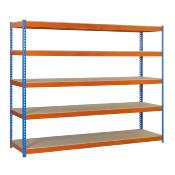 Étagère en métal bleu orange bois 10 étagères 600 kgs dim.2000x1500x900mm sans vis