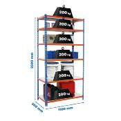 Étagère en métal bleu orange galva 6 étagères 200 kgs dim.2500x1100x500mm sans vis