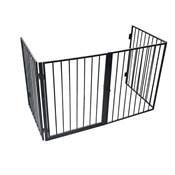 Barrière de sécurité barreaux métal 76x240cm 4 panneaux cheminée poêle noir