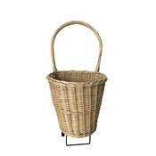 Chariot à bûche osier naturel sur roulettes h.97cm h. panier 45cm diam. 47cm