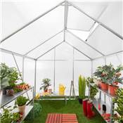 Serre de jardin aluminium polycarbonate 3.6m2 190x190cm h. faitage 195cm lucarne