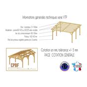 Toit plat independant couverture Bois Douglas France Carport-Auvent terrasse 750x500cm H 250cm