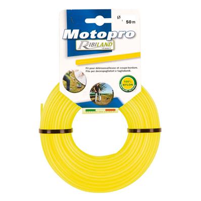 Fil rond 50m diamètre 2,4mm jaune motopro pour tête de débroussailleuse