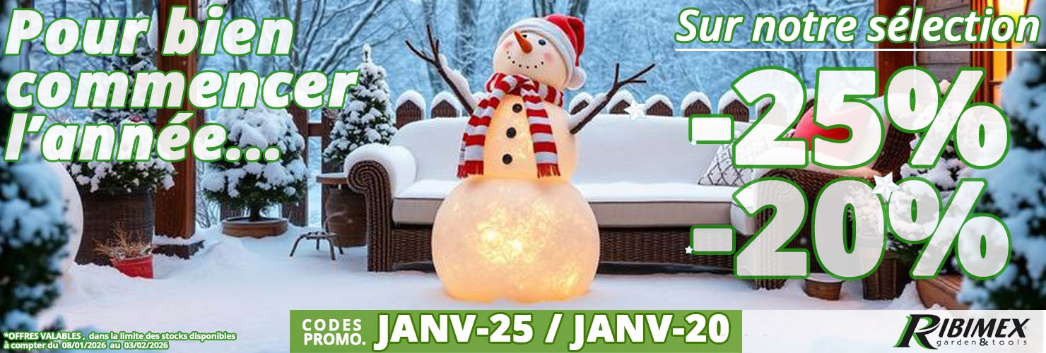 La bonne ann&eacute;e chez Bricommerce avec 20 et 25% de remise code promo JANV-20 et JANV-25 pour se faire plaisir !