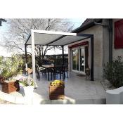 Pergola bioclimatique aluminium anthracite 10.80 m² lames toit écru