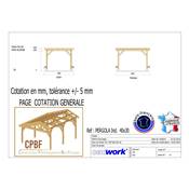 Pergola indépendante Bois Douglas France Carport-Auvent terrasse 400x300cm H 250cm