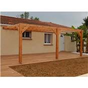 Pergolas Adossée Bois Douglas France Carport-Auvent terrasse 700x300cm H 250cm