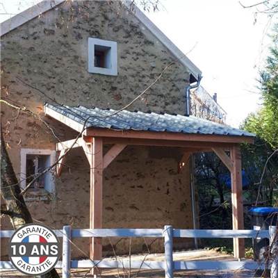 Abri 1 pente Adossé Bois Douglas France Carport Auvent voiture 300x400cm H 250cm