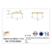 Abri 2 pentes Bois Douglas France Carport Auvent voiture 750x600cm H 250cm