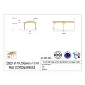 Abri 2 pentes Adossé Bois Douglas France Carport Auvent voiture 450x550cm H 250cm