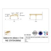 Abri 2 pentes Faitage Décalé Adossé Bois Douglas France Carport Auvent voiture 500x450cm H 250cm