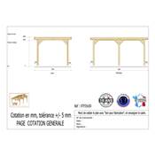 Abri Toit Plat Bois Douglas France Carport Auvent voiture 350x500cm H 250cm