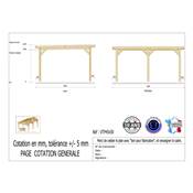 Abri Toit Plat Bois Douglas France Carport Auvent voiture 450x500cm H 250cm