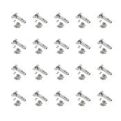 Lot 20 charnières droites X92N embases montage mixtes diam. 5x9.5mm Acier nickelé