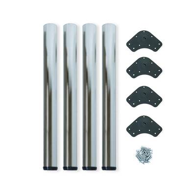 Lot 4 pieds table diam. 60mm H 830mm Acier Nickel satiné