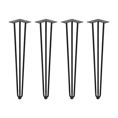 Lot 4 pieds Hairpin 3 fils par table haut. 710mm Acier noir