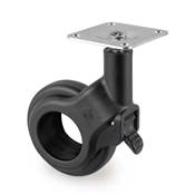 Lot 4 roulettes Hole 2 plétine montage diam. 60mm Acier plastique noir