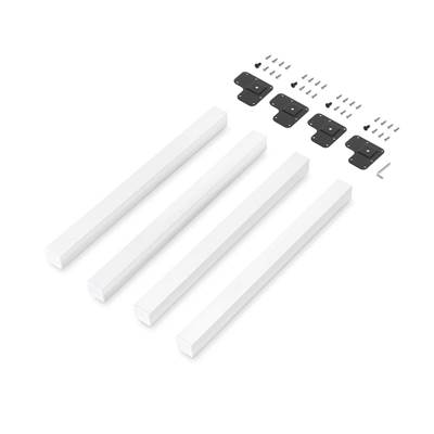 Lot 4 pieds table carrés 50x50mm Acier blanc