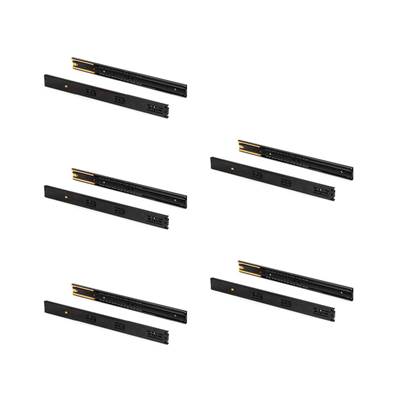 Lot 5 jeux Coulisses tiroirs roulement billes haut. 45mm prof. 500mm sortie totale  amortie Noir