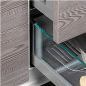 Tiroir ext. Vertex 40kg côtés verre 131mm haut 450mm prof. Acier alu. Verre Anthracite