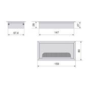 Passe-câbles table Quadrum rectangulaire 159x80mm encastrer alu. blanc