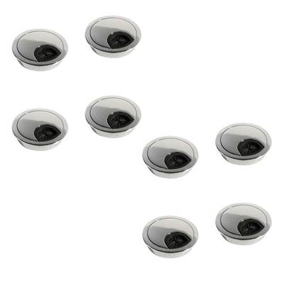 Lot 8 passe-câbles circulaires diam. 60mm encastré Zamak Chromé