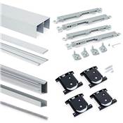 Kit ferrures Placard 81 2 coulissants fermeture souple profilé Wave ép. 16mm Anodisé mat