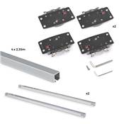 Kit ferrures 2 portes coulissantes armoire fermeture souple rails encastrés 2,35m Anodisé mat