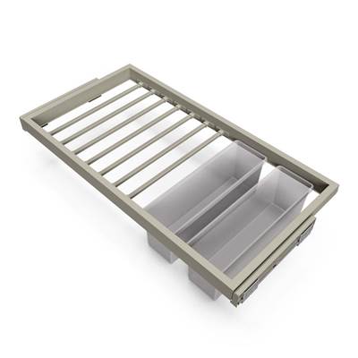 Kit 7 tringles pantalons 2 plateaux cadre coulissant f. douce armoires réglable mod. 900mm Gris