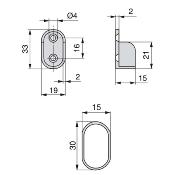 Kit 2 tubes de penderie ovale 30 x 15 mm acier chromé avec supports