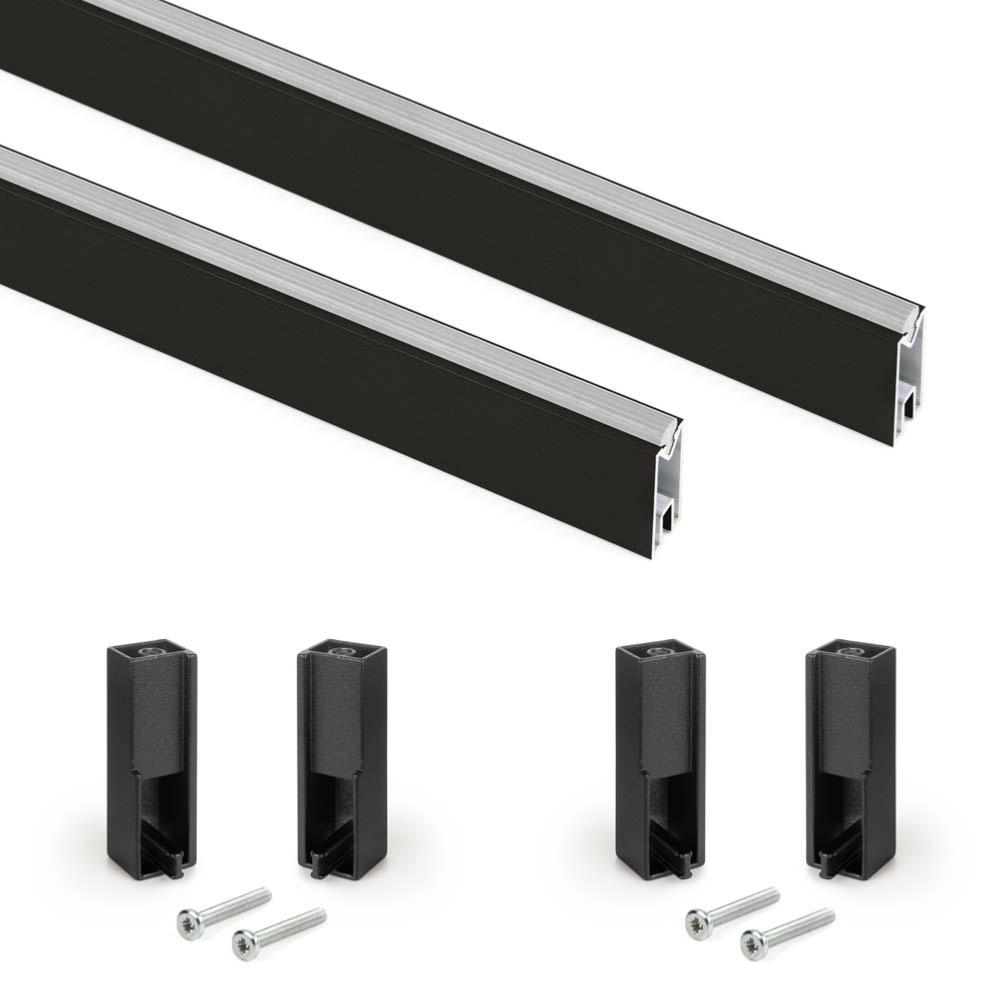 Lot 2 rails penderie dressing Luxe aluminium et plastique L 0,75 m noir  texturé,7101454,EMUCA