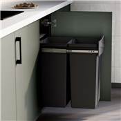 Bac tri sélectif montage inférieur extraction manuelle élément cuisine Recycle 2x25L anthracite