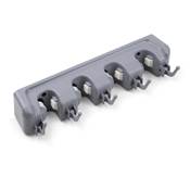 Porte balay Porte Mops 5 crochets 4 trous plastique Gris
