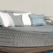 Bain de soleil lit de jardin 2 places rond diamètre 170cm anthracite grise gris clair