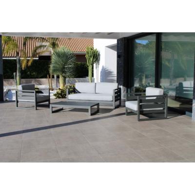 Salon jardin 4 à 5 places sofa 2 places 2 fauteuils table basse anthracite gris clair