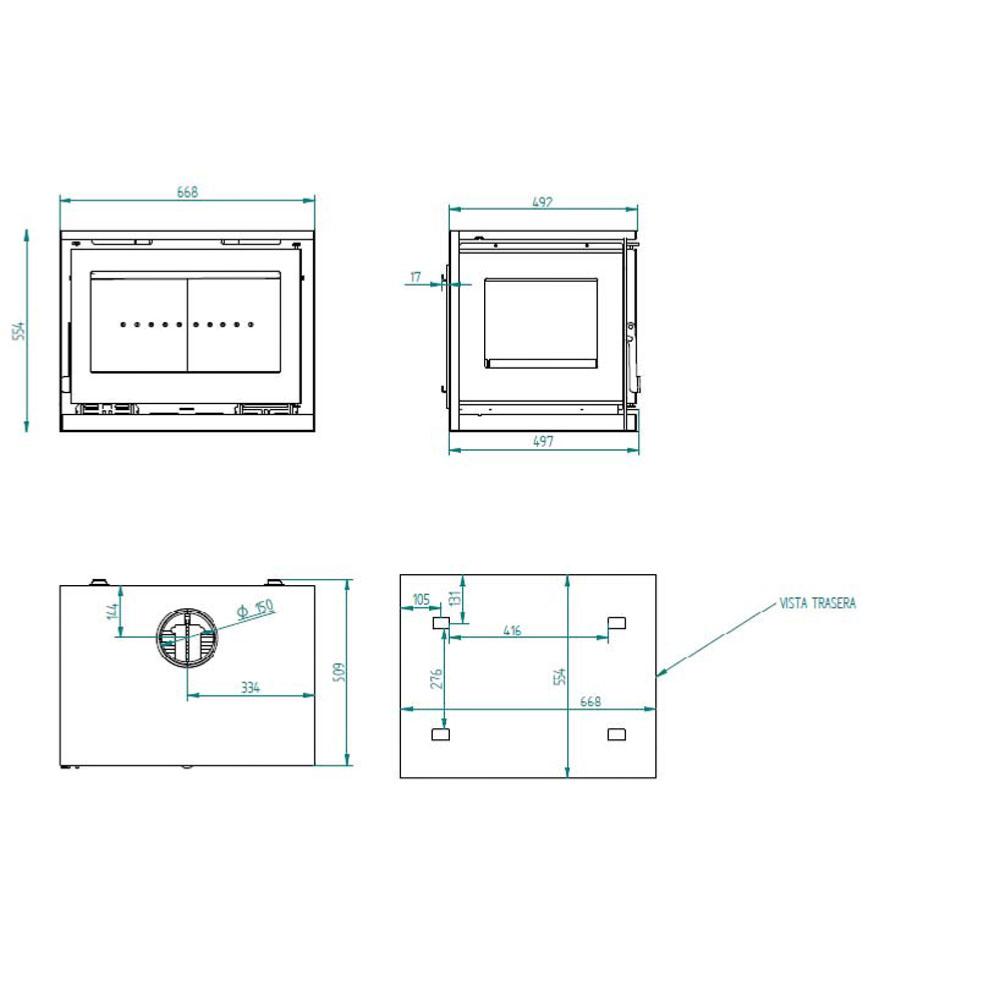 Poêle à bois suspendu double combustion 17 kW – M-173 FK - FM Calefaccion