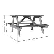 Table de pique-nique en bois traité,  Dim.90x91x50cm, âges 3 à 12 ans