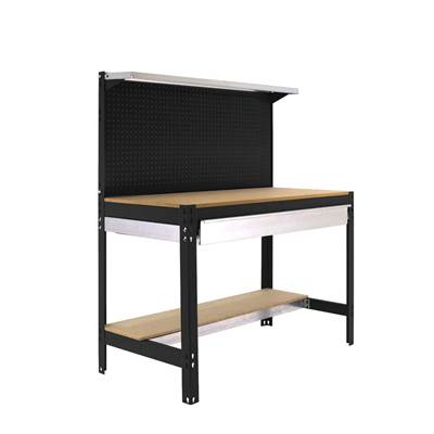 Établi métal anthracite bois capacité charge 600 kgs dim.1445x1210x610mm à visser