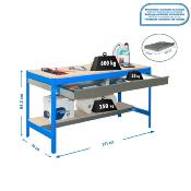 Établi métal bleu bois capacité charge 600 kgs dim.842x1210x760mm à visser
