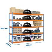 Étagère en métal bleu orange bois 10 étagères 600 kgs dim.2000x1500x900mm sans vis