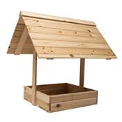 Mangeoire en bois naturel pour poules 70x60 hauteur 70cm avec toit bois