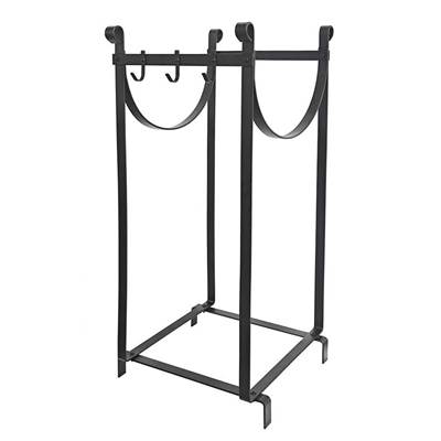Range bûches d'intérieur 2 niveaux hauteur 76cm 76x33x33cm avec crochets noir
