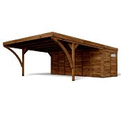 Carport DOUBLE LEON, 2 voitures en pin FSC traité autoclave marron classe 3