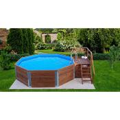 Piscine bois massif 593 b t.2, tout inclus diamètre 5x1,16m