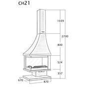 Cheminée de coin à base et foyer réfractaire 14.5 Kw