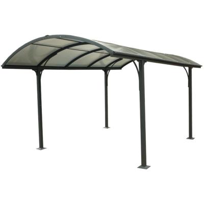 Carport Aluminium toit demi rond coloris gris anthracite surface ext. 14,62 m2