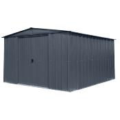 Abri métal très grand volume toit 2 pentes anthracite, 11,59 m2, hauteur porte 165,1 cm