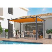 Pergola aluminium structure gris anthracite 12 m² toile d'ombrage
