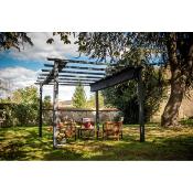 Pergola aluminium structure gris anthracite 12 m² toile d'ombrage