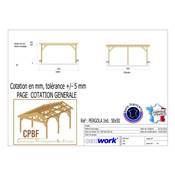 Pergola indépendante Bois Douglas France Carport-Auvent terrasse 500x500cm H 250cm